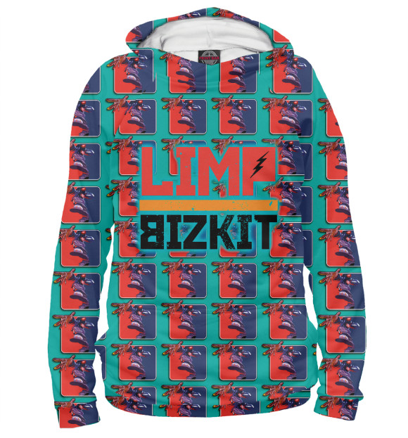 Женское худи с притом Limp Bizkit цвета Белый Женское худи с изображением Limp Bizkit цвета Белый