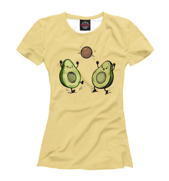 Женская футболка с изображением С авокадо мультяшками цвета Белый
