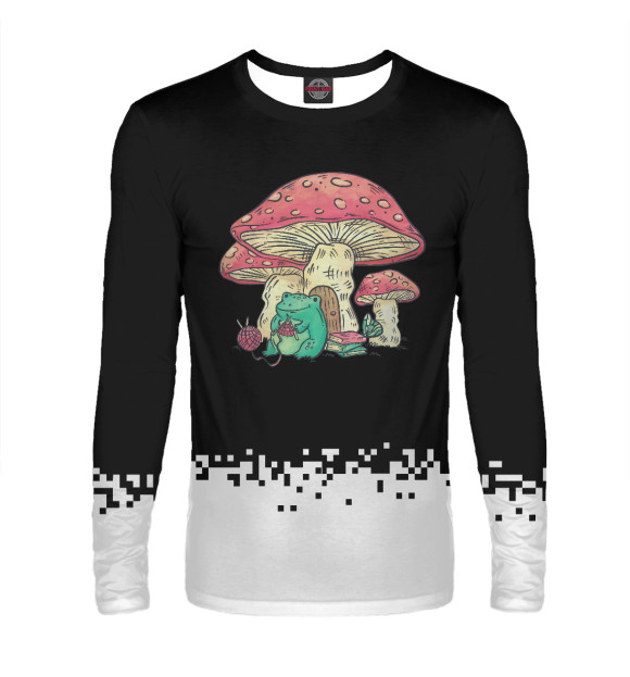 Мужской лонгслив с изображением Cottage Core Frog Knitting цвета Белый