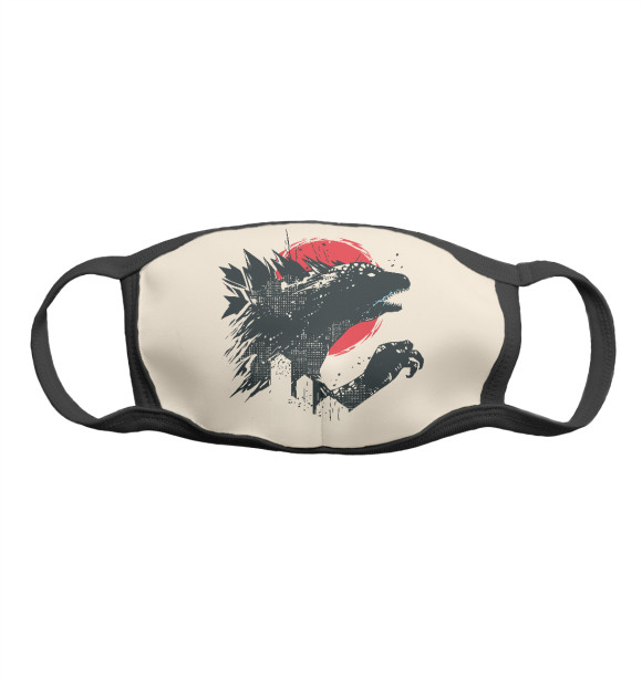 Маска тканевая с изображением Годзилла цвета Белый