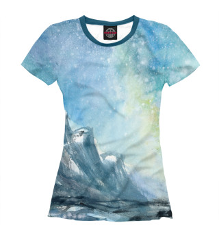 Женская футболка Снежные горы и небо