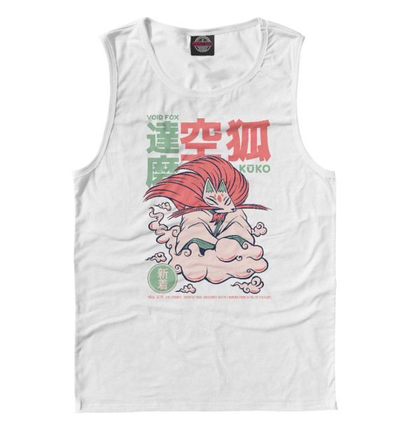 Мужская майка с изображением Куко Кицунэ Ёкай цвета Белый