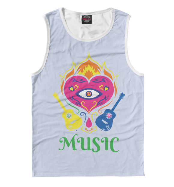 Мужская майка с изображением Мир музыке цвета Белый