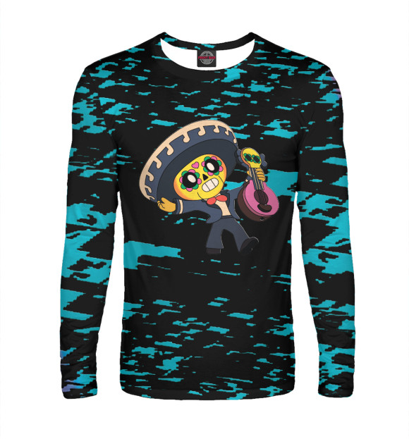 Мужской лонгслив с притом Brawl Stars цвета Белый Мужской лонгслив с изображением Brawl Stars цвета Белый