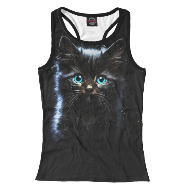 Женская майка-борцовка с изображением Голубоглазый милый котенок цвета Белый