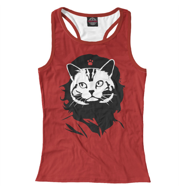 Женская майка-борцовка с изображением Че - Котяра цвета Белый