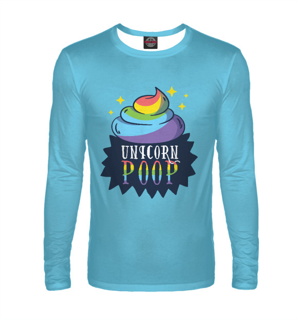 Мужской лонгслив с изображением Unicorn poop цвета Белый