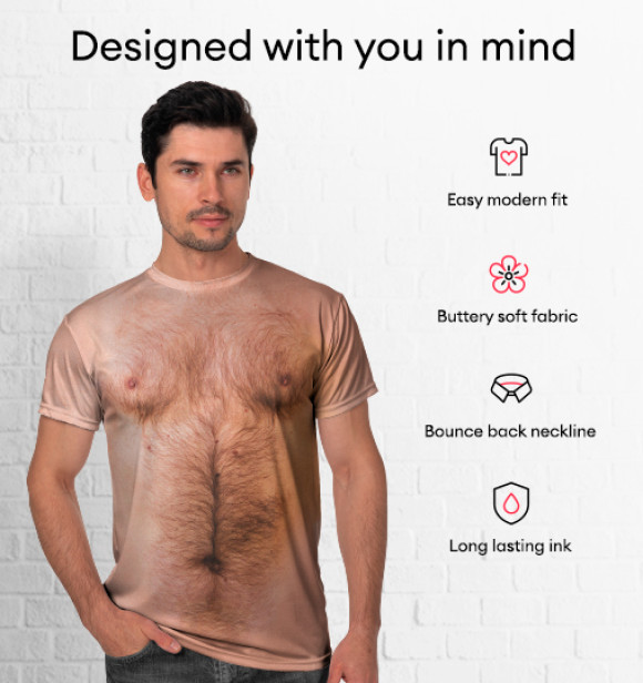 Мужская футболка с изображением Волосатая грудь цвета Белый