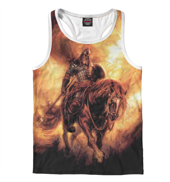 Мужская майка-борцовка с изображением Богатырь цвета Белый