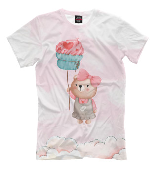 Мужская футболка Мишка с воздушным пирожным