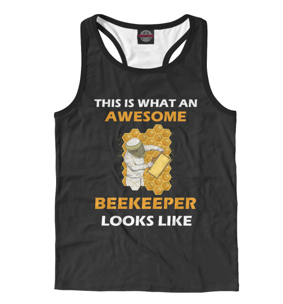 Мужская майка-борцовка с изображением Пчеловодство цвета Белый