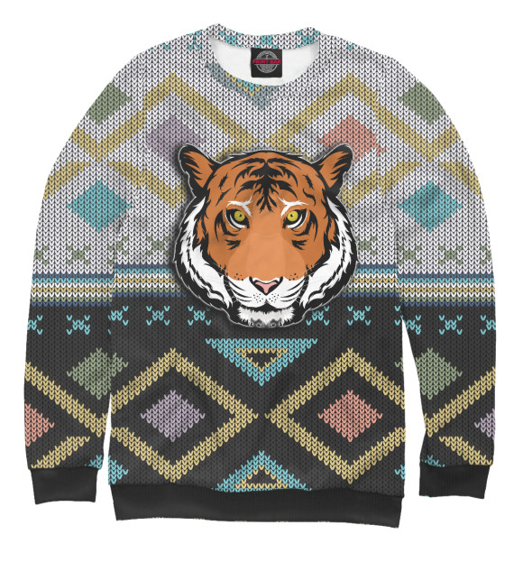 Свитшот для девочек с изображением Ugly Tiger цвета Белый