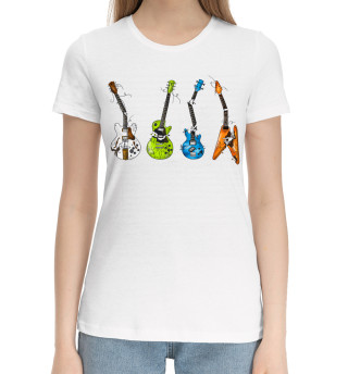 Хлопковая футболка для девочек Гитары
