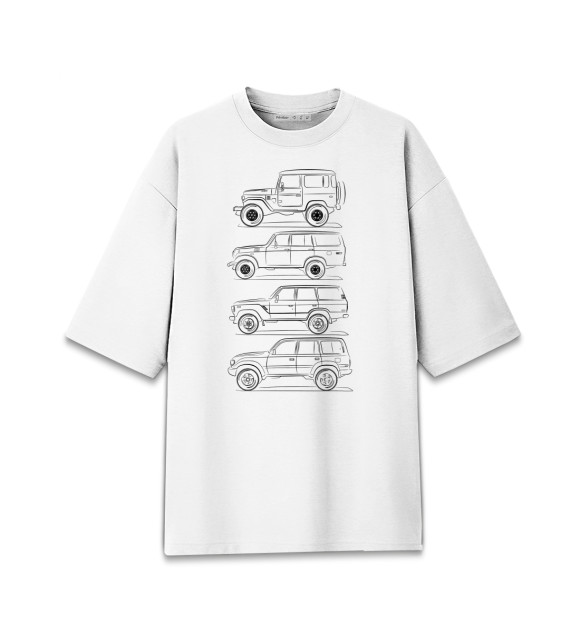 Мужская футболка оверсайз с изображением Land Cruiser FJ цвета Белый