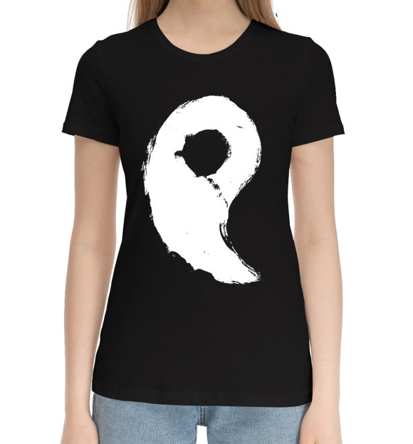 Женская хлопковая футболка с изображением Инь и ян цвета Черный