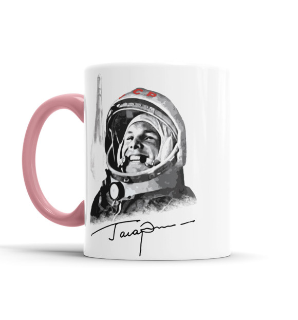 Кружка с изображением Гагарин цвета розовый