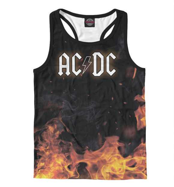 Мужская майка-борцовка с изображением AC/DC цвета Белый