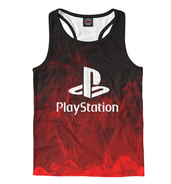 Мужская майка-борцовка с изображением Playstation | Плейстейшн цвета Белый