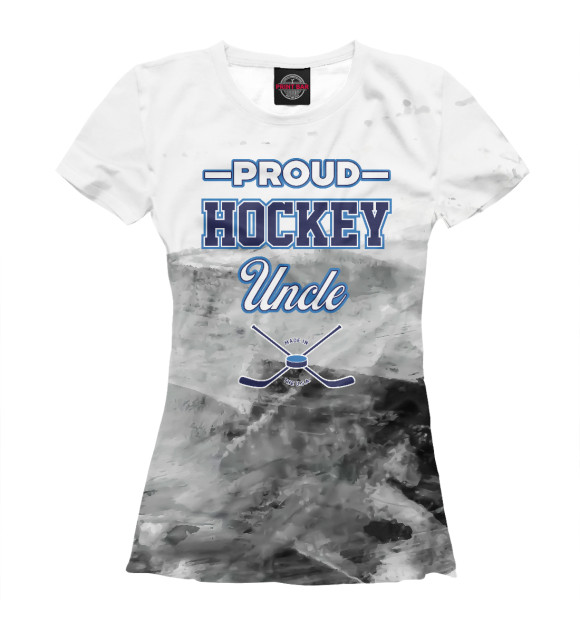 Футболка для девочек с изображением Proud Hockey Uncle цвета Белый