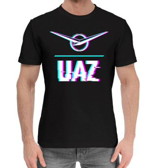 Мужская хлопковая футболка Значок UAZ Glitch