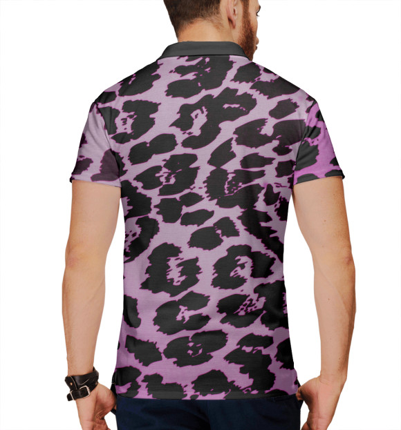 Мужское поло с изображением Розовый леопард цвета Белый