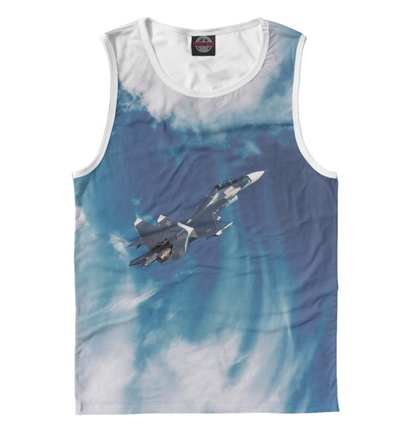 Мужская майка с изображением Су-30 цвета Белый