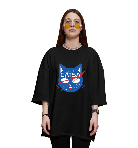Женская футболка оверсайз с изображением Catsa цвета Черный