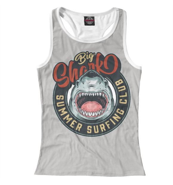 Женская майка-борцовка с изображением Акула цвета Белый