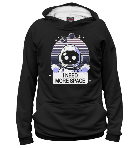 Мужское худи с изображением I need more space цвета Белый