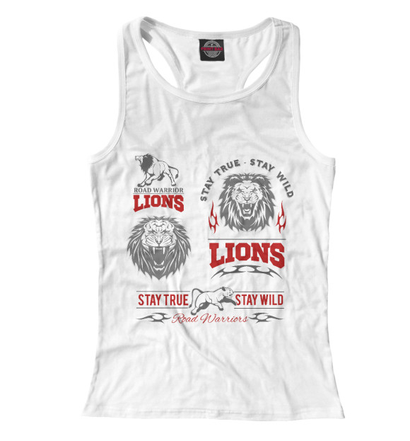 Женская майка-борцовка с изображением Львы цвета Белый