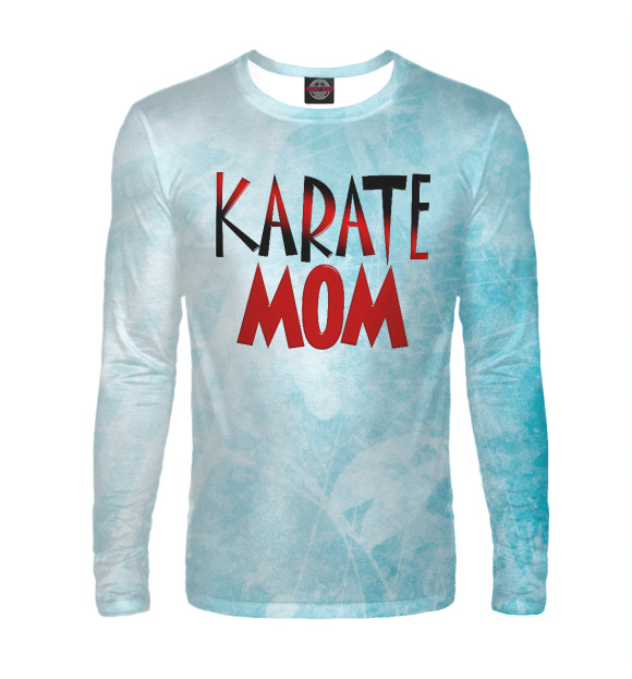 Мужской лонгслив с изображением Karate Mom цвета Белый