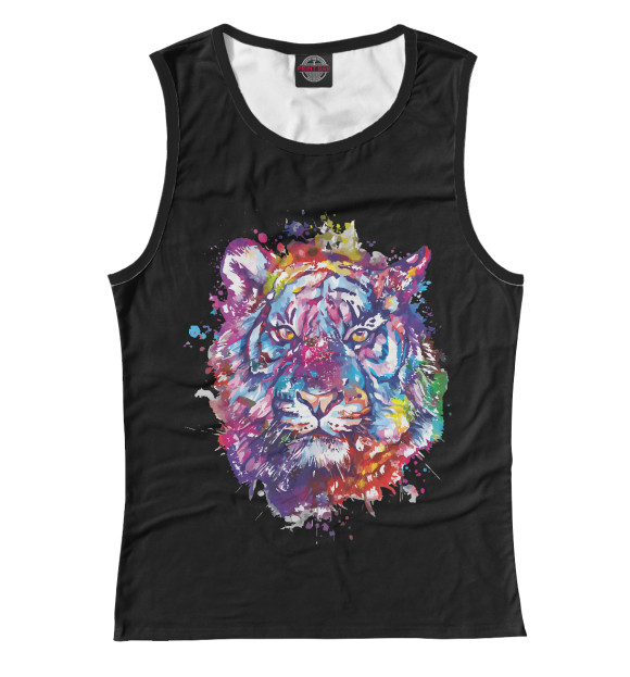 Майка для девочки с изображением Color Tiger цвета Белый