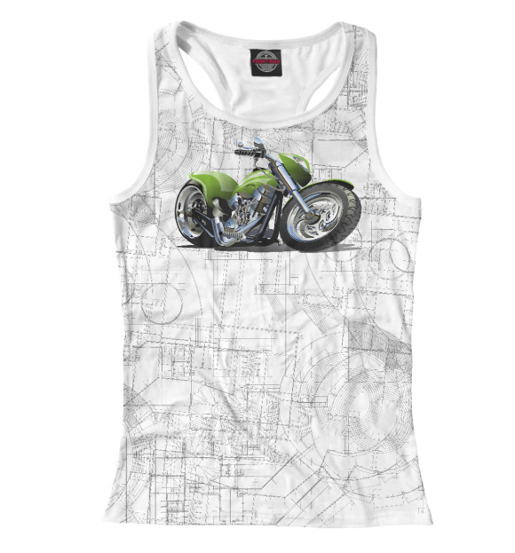 Женская майка-борцовка с изображением Moto2 (green) цвета Белый