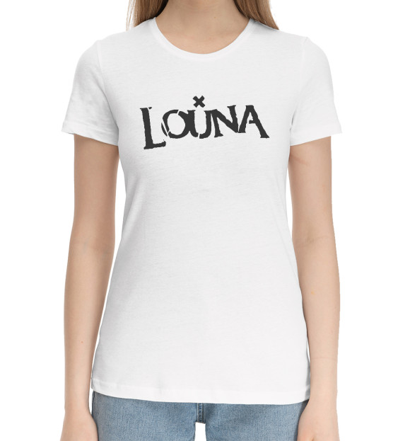 Женская хлопковая футболка с изображением Louna цвета Белый