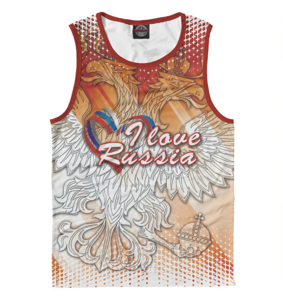 Майка для мальчика с изображением I love Russia цвета Белый