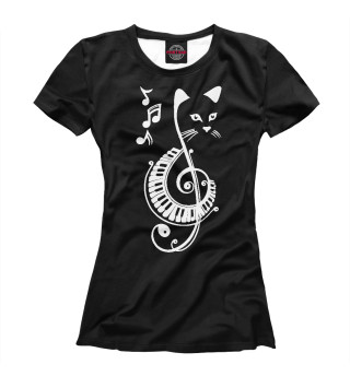 Женская футболка Музыкальный Котик