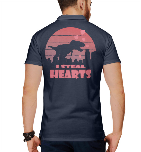 Мужское поло с притом Я краду сердца цвета Белый Мужское поло с изображением Я краду сердца цвета Белый