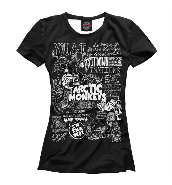 Женская футболка с изображением Arctic Monkeys цвета Белый