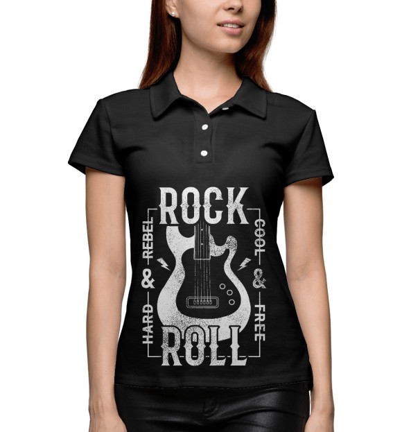 Женское поло с изображением Rock'n'Roll цвета Белый