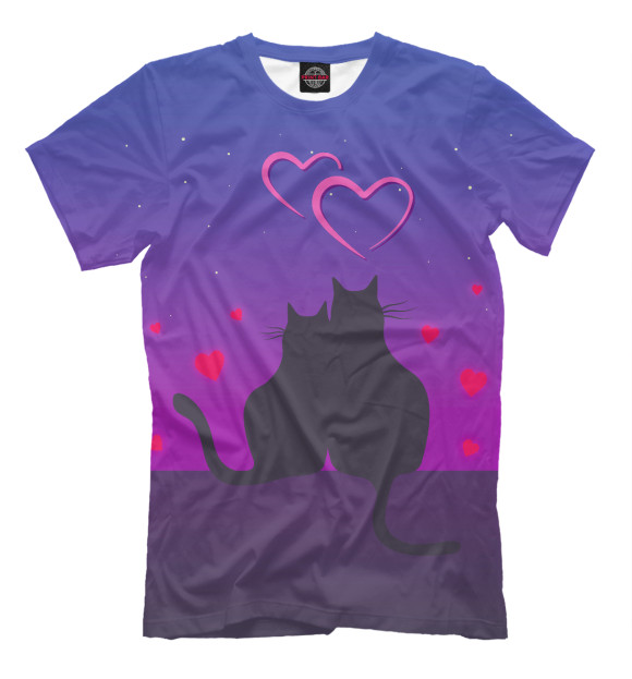 Мужская футболка с изображением Cat's desire. Парные футболки. цвета Серый