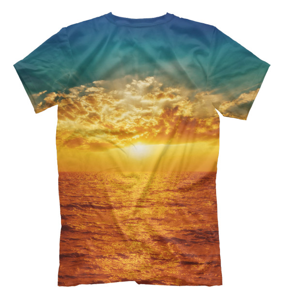 Мужская футболка с изображением Прекрасный морской закат цвета Белый