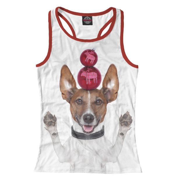 Женская майка-борцовка с изображением Джек Рассел цвета Белый