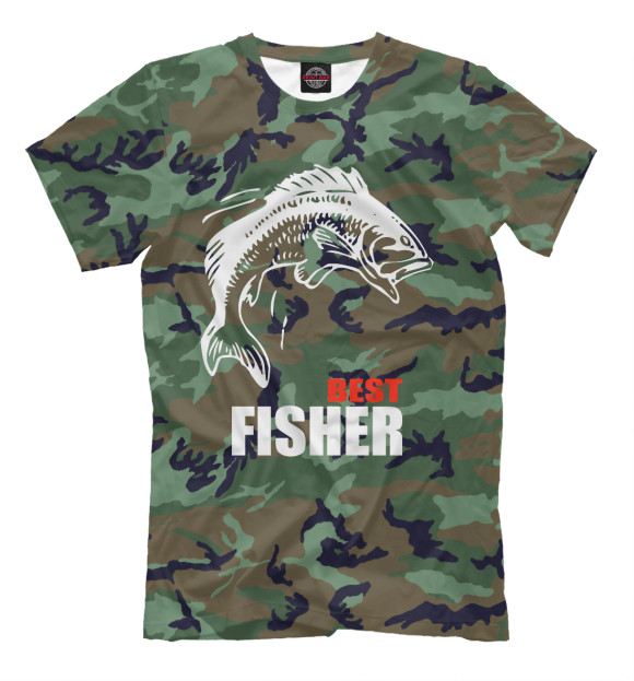 Мужская футболка с изображением Best fishermen цвета Серый