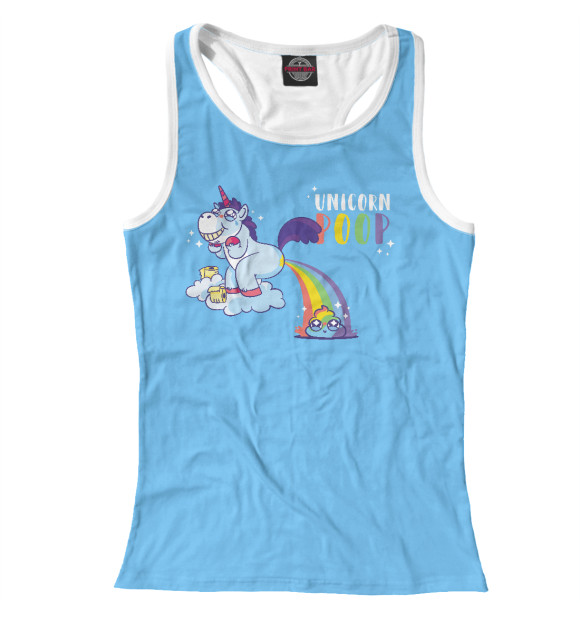 Женская майка-борцовка с изображением Unicorn poop цвета Белый