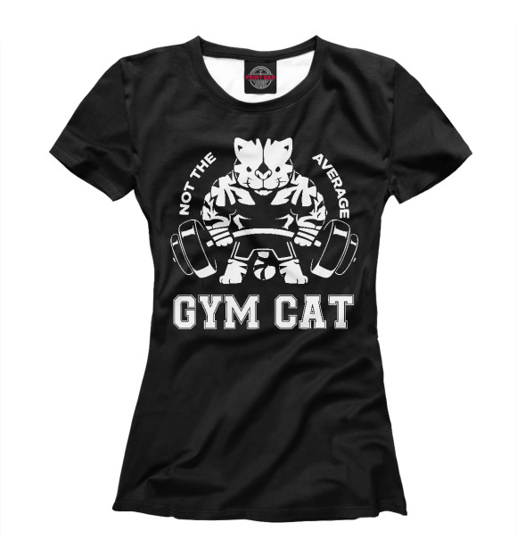 Женская футболка с изображением Gym Cat цвета Белый