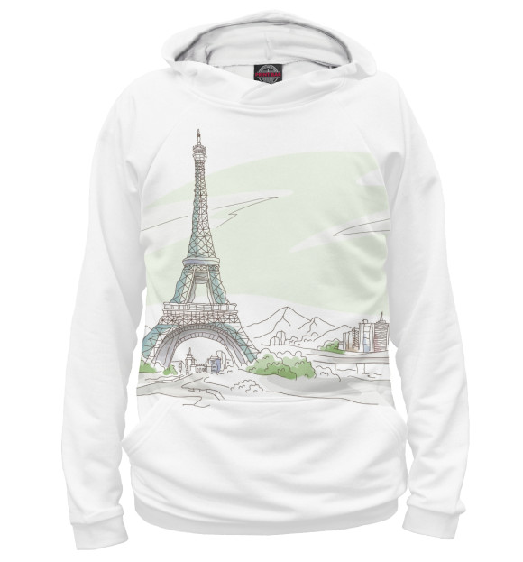 Женское худи с изображением Paris цвета Белый