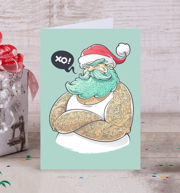 Открытка с изображением Santa Hipster цвета Белый