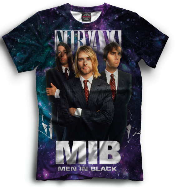 Мужская футболка с изображением Nirvana цвета Черный