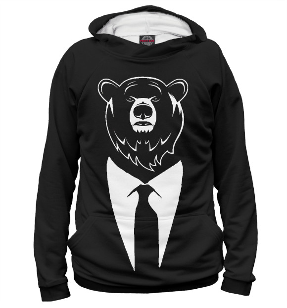 Женское худи с изображением Bear Business цвета Белый