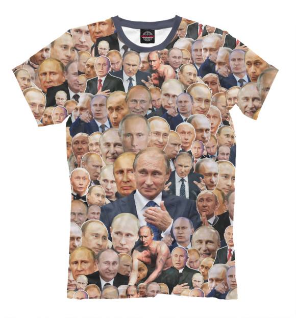 Футболка для мальчиков с изображением Путин коллаж цвета Молочно-белый